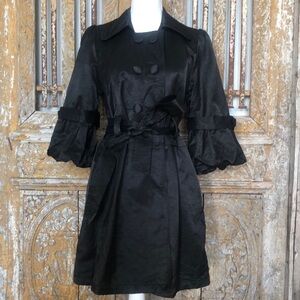 Anthropologie Luii Black Trench Coat Medium EUC